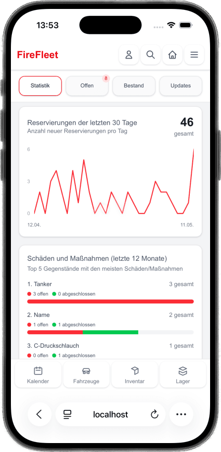 FireFleet App auf dem Smartphone